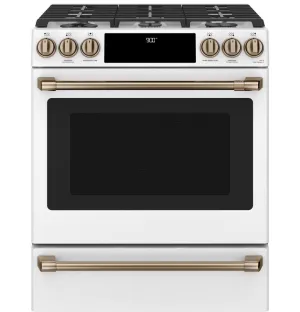 Cafe C2S900P4MW2 Caf 30" Smart Slide-In, Front-Control, Dual-Fuel Range With Warming Drawer Slide In Ranges front control slide-in stove