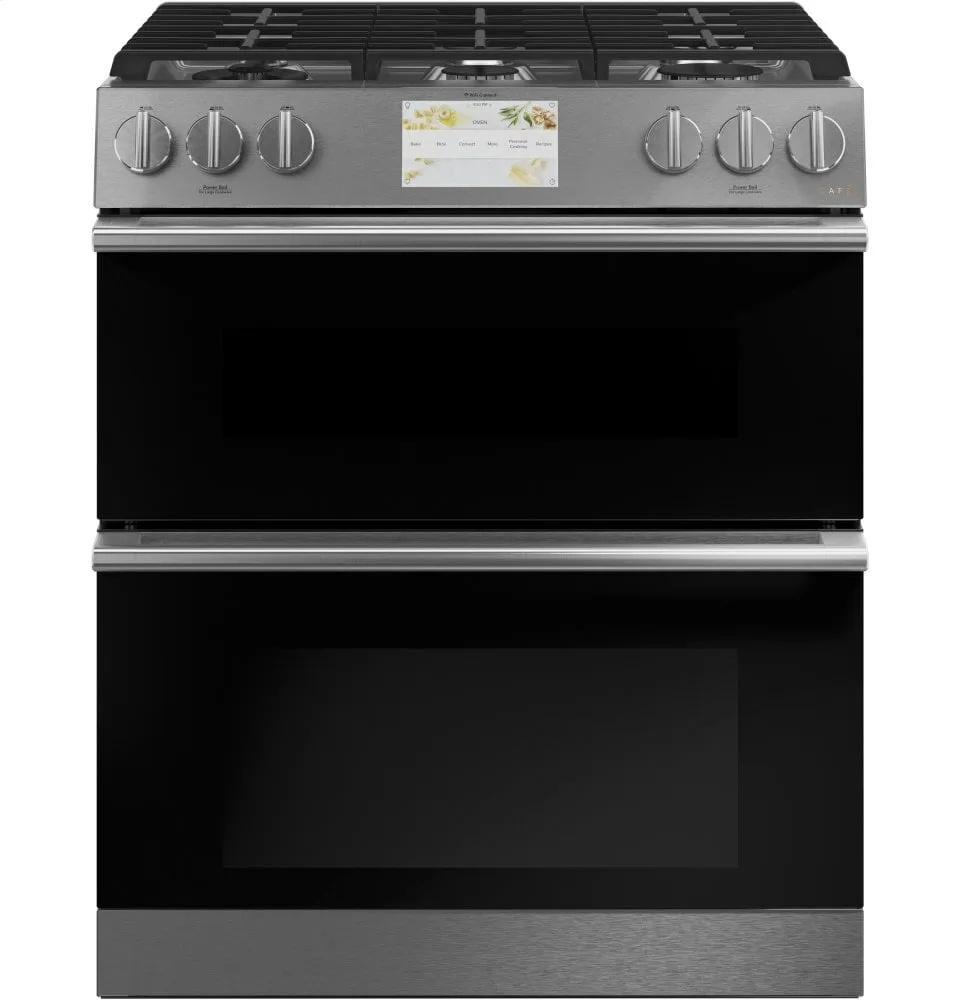 Cafe C2S950M2NS5 Caf 30" Smart Slide-In, Front-Control, Dual-Fuel, Double-Oven Range With Convection In Platinum Glass Slide In Ranges front control slide-in stove