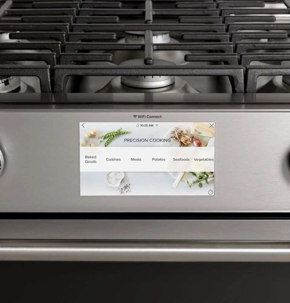 Cafe C2S950M2NS5 Caf 30" Smart Slide-In, Front-Control, Dual-Fuel, Double-Oven Range With Convection In Platinum Glass