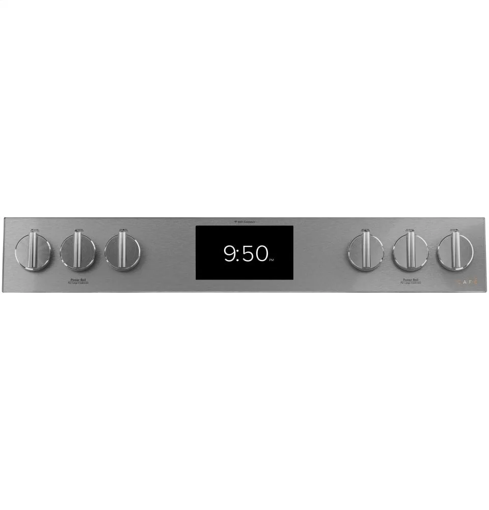 Cafe C2S950M2NS5 Caf 30" Smart Slide-In, Front-Control, Dual-Fuel, Double-Oven Range With Convection In Platinum Glass