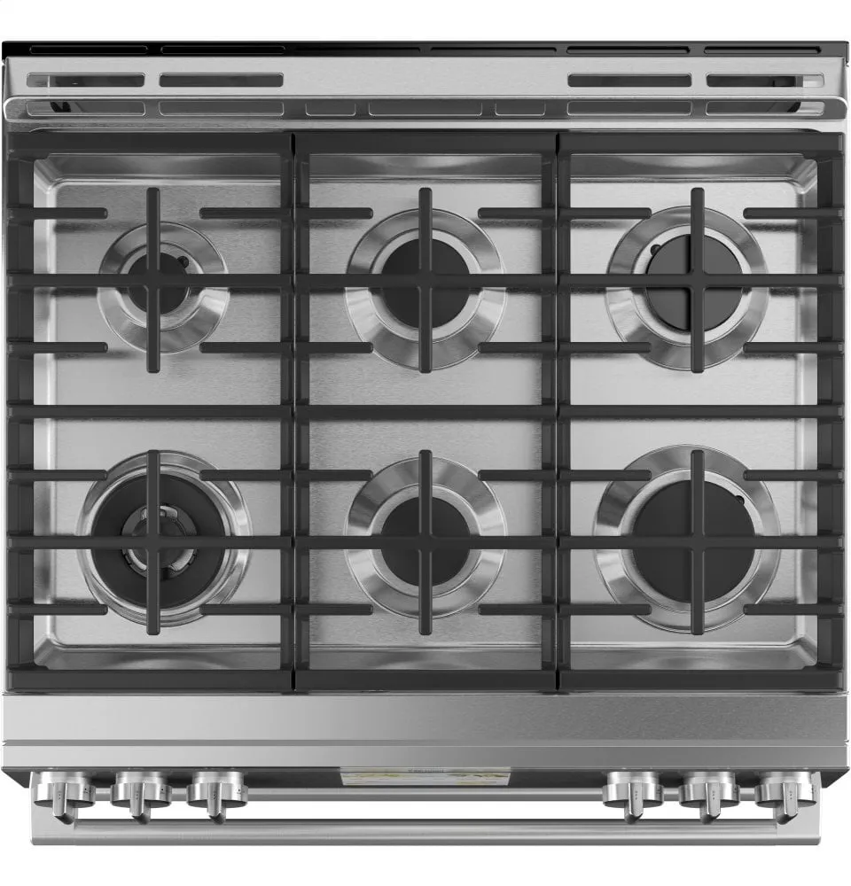 Cafe C2S950M2NS5 Caf 30" Smart Slide-In, Front-Control, Dual-Fuel, Double-Oven Range With Convection In Platinum Glass