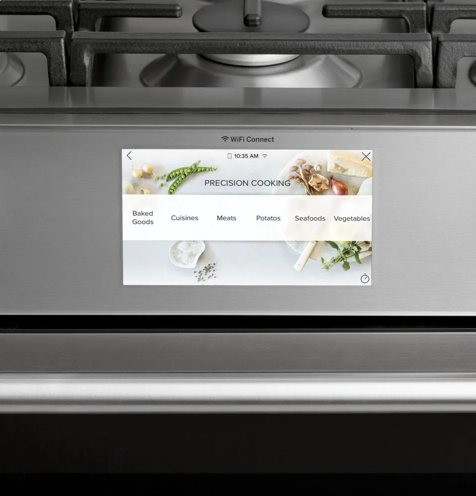 Cafe C2S950M2NS5 Caf 30" Smart Slide-In, Front-Control, Dual-Fuel, Double-Oven Range With Convection In Platinum Glass