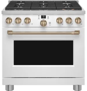 Cafe C2Y366P4TW2 Caf&#8482; 36" Smart Dual-Fuel Commercial-Style Range With 6 Burners (Natural Gas) Professional Ranges 6 burner professional gas range