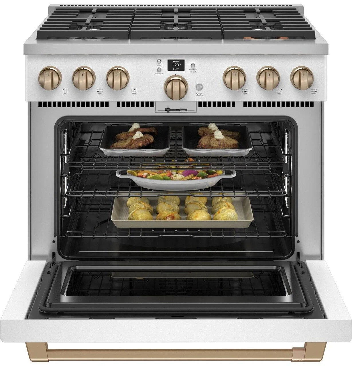 Cafe C2Y366P4TW2 Caf&#8482; 36" Smart Dual-Fuel Commercial-Style Range With 6 Burners (Natural Gas)