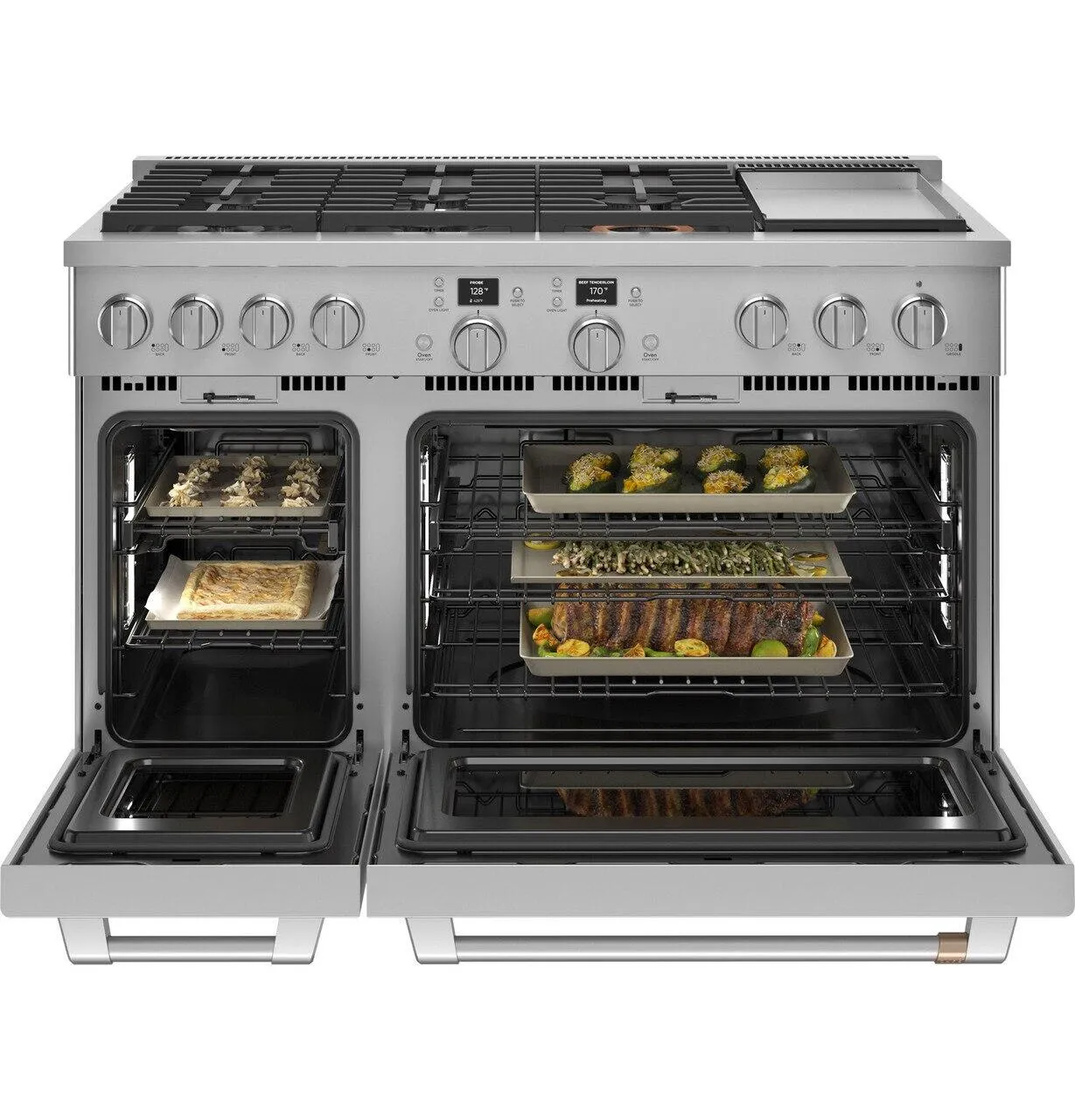 Cafe C2Y486P2TS1 Caf&#8482; 48" Smart Dual-Fuel Commercial-Style Range With 6 Burners And Griddle (Natural Gas)