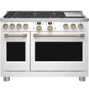 Cafe C2Y486P4TW2 Caf&#8482; 48" Smart Dual-Fuel Commercial-Style Range With 6 Burners And Griddle (Natural Gas) Professional Ranges 6 burner professional gas range