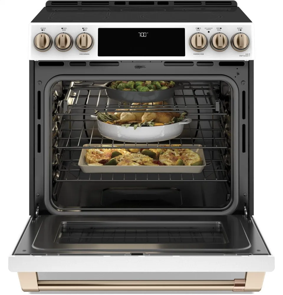 Cafe CES700P4MW2 Caf 30" Smart Slide-In, Front-Control, Radiant And Convection Range