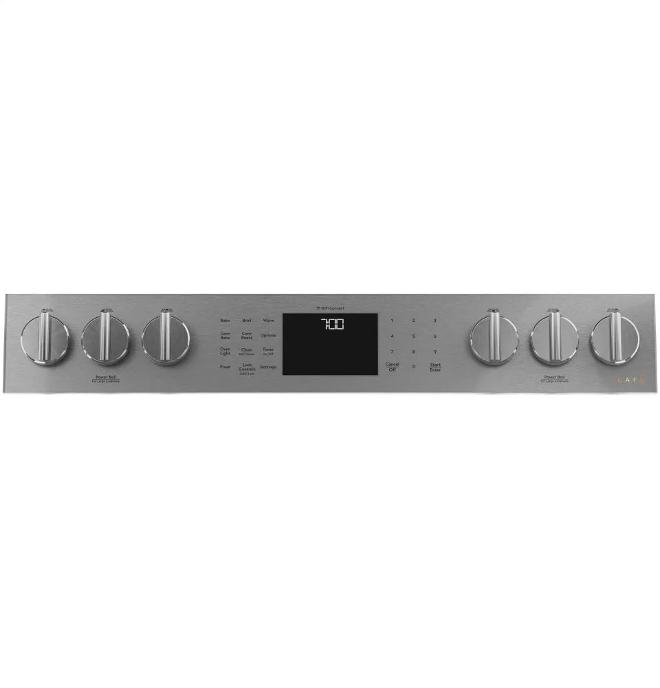 Cafe CGS700M2NS5 Caf 30" Smart Slide-In, Front-Control, Gas Range With Convection Oven In Platinum Glass