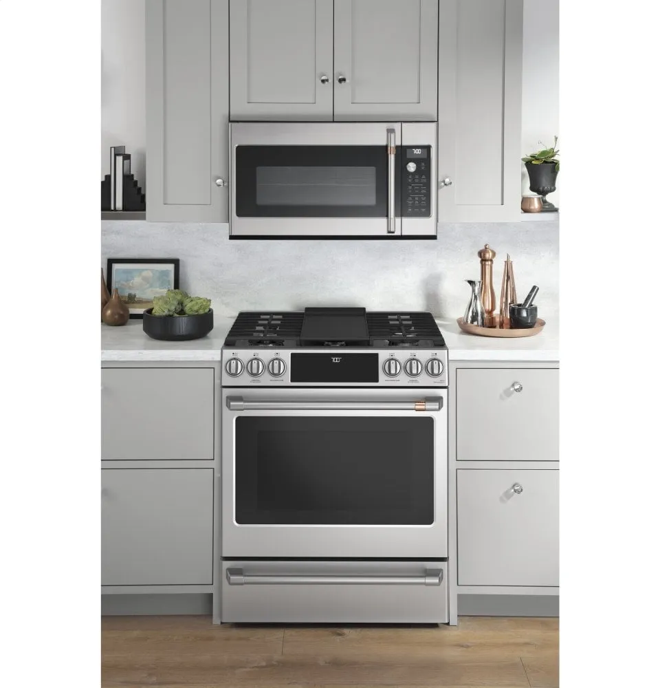 Cafe CGS700P2MS1 Caf 30" Smart Slide-In, Front-Control, Gas Range With Convection Oven