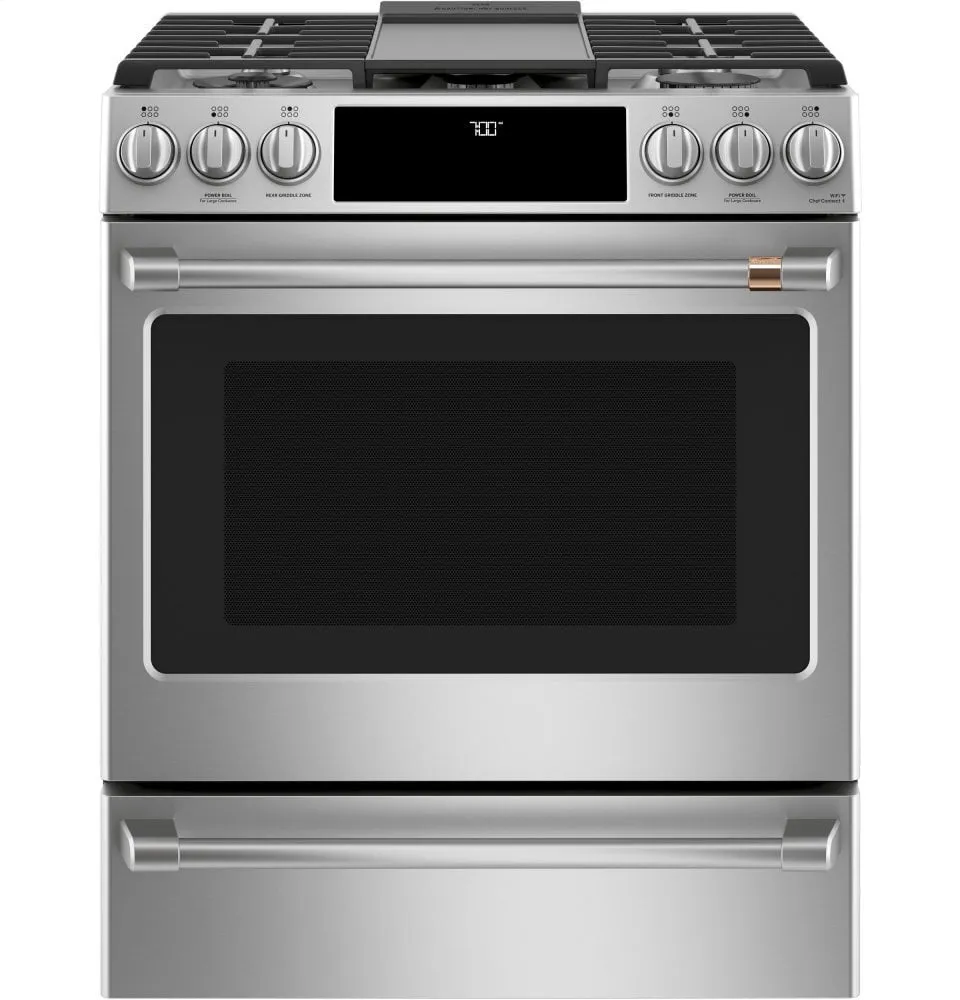 Cafe CGS700P2MS1 Caf 30" Smart Slide-In, Front-Control, Gas Range With Convection Oven