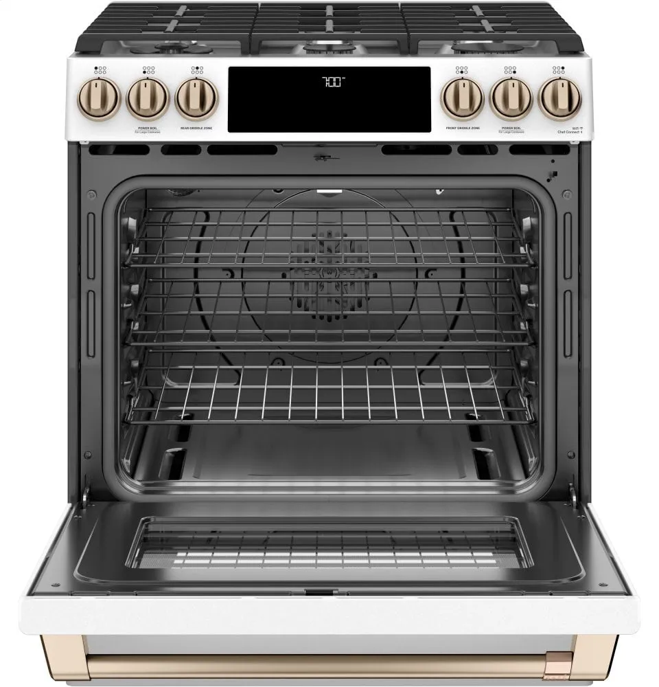 Cafe CGS700P4MW2 Caf 30" Smart Slide-In, Front-Control, Gas Range With Convection Oven
