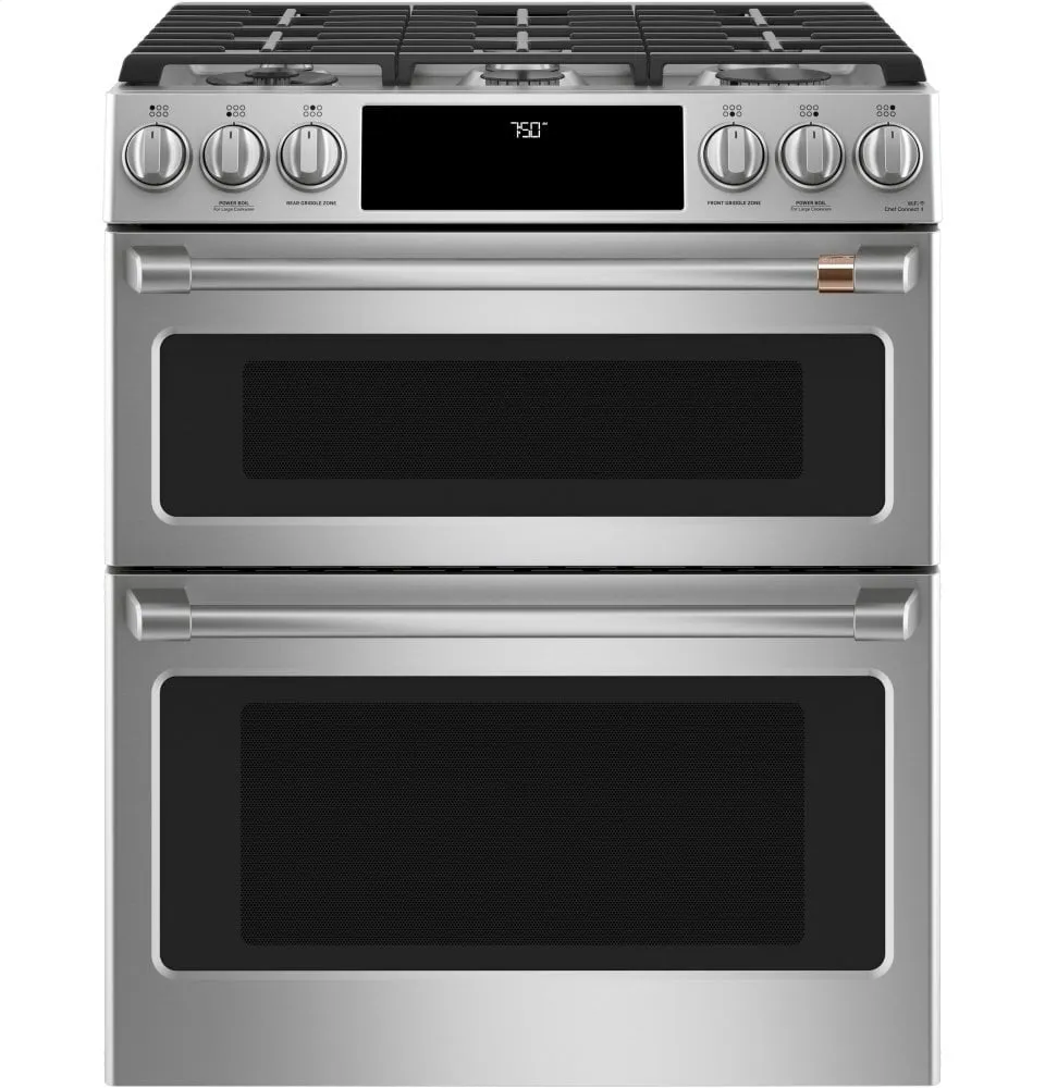 Cafe CGS750P2MS1 Caf 30" Smart Slide-In, Front-Control, Gas Double-Oven Range With Convection Slide In Ranges front control slide-in stove