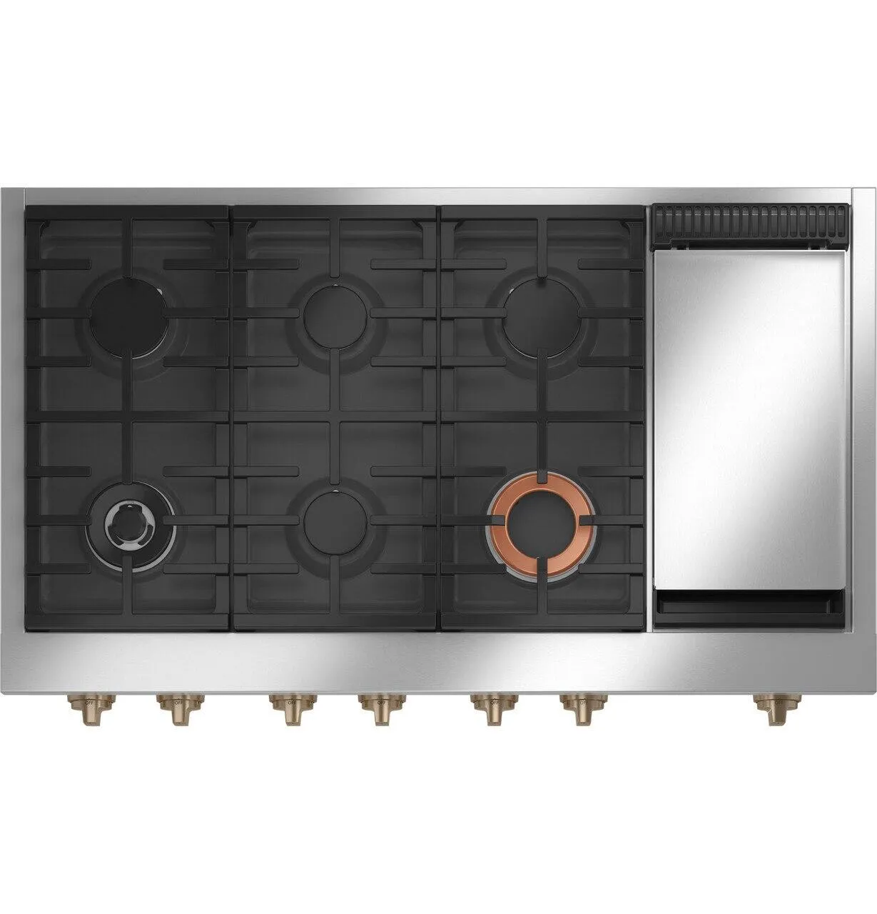 Cafe CGU486P4TW2 Caf&#8482; 48" Commercial-Style Gas Rangetop With 6 Burners And Integrated Griddle (Natural Gas)