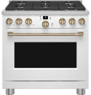 Cafe CGY366P4TW2 Caf&#8482; 36" Smart All-Gas Commercial-Style Range With 6 Burners (Natural Gas) Professional Ranges 6 burner professional gas range
