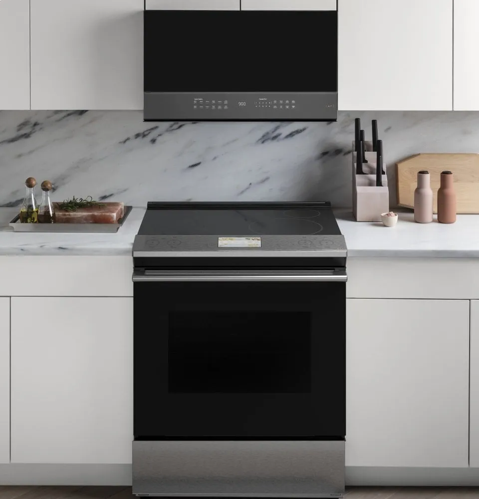 Cafe CHS900M2NS5 Caf 30" Smart Slide-In, Front-Control, Induction And Convection Range In Platinum Glass