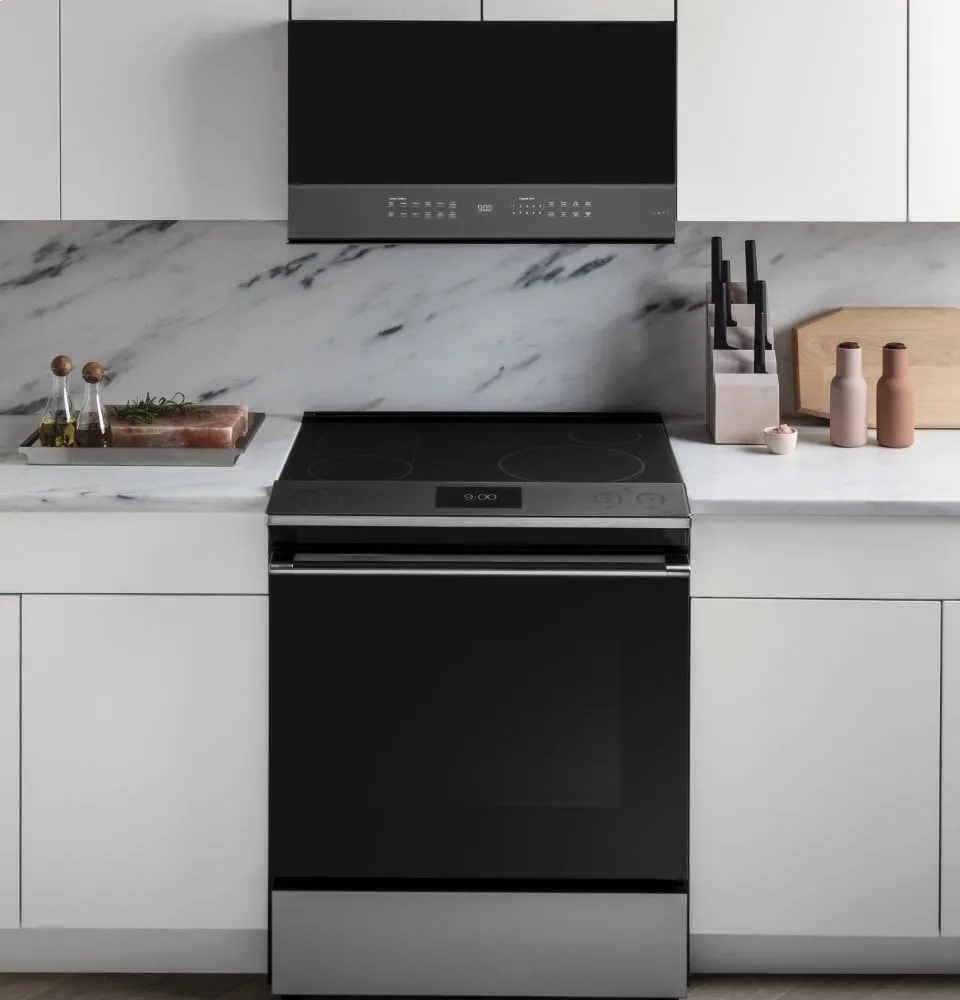Cafe CHS900M2NS5 Caf 30" Smart Slide-In, Front-Control, Induction And Convection Range In Platinum Glass