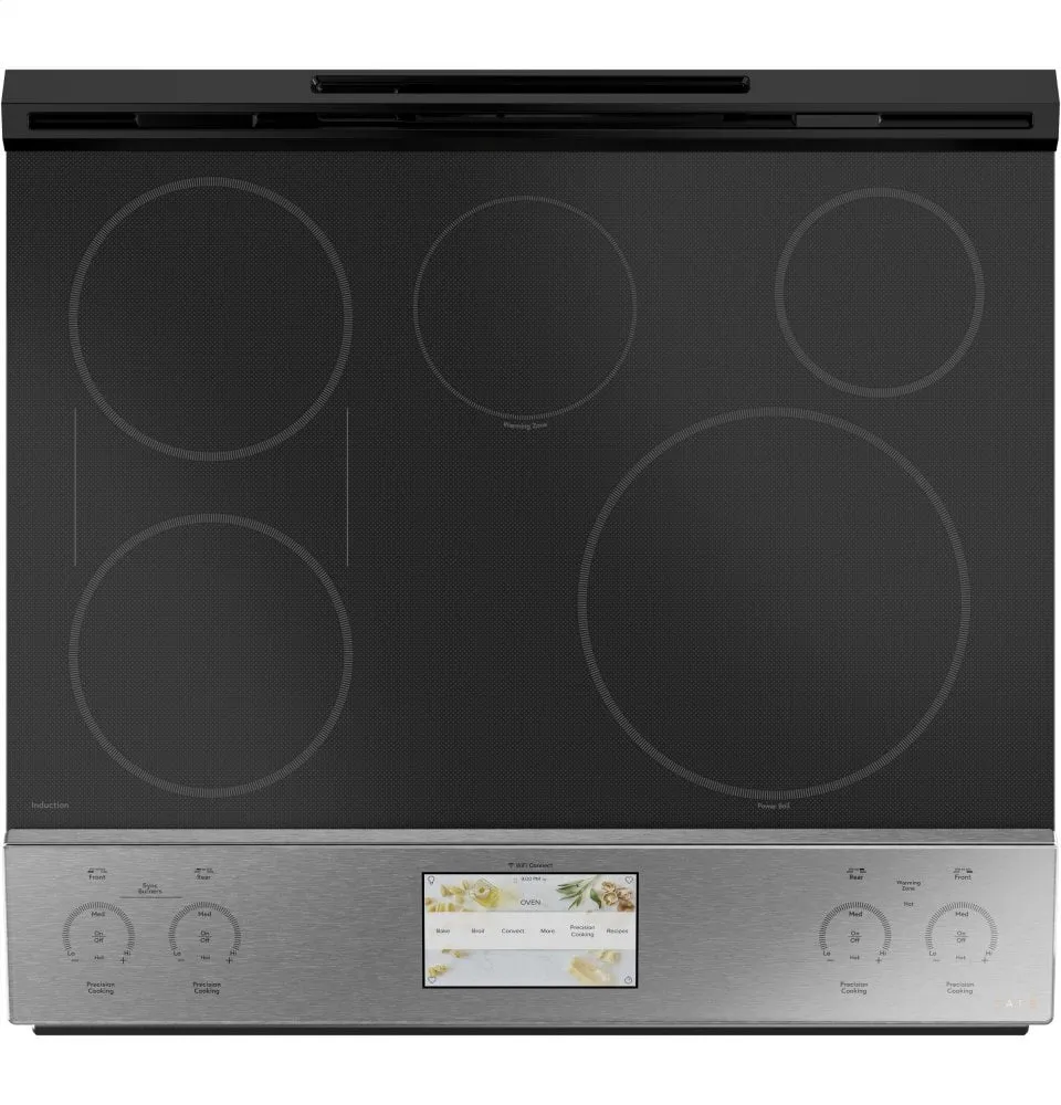 Cafe CHS900M2NS5 Caf 30" Smart Slide-In, Front-Control, Induction And Convection Range In Platinum Glass