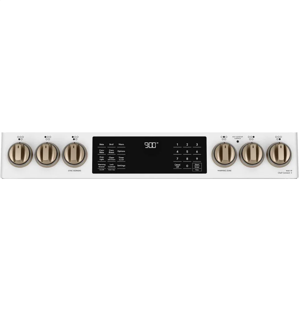 Cafe CHS900P4MW2 Caf 30" Smart Slide-In, Front-Control, Induction And Convection Range With Warming Drawer