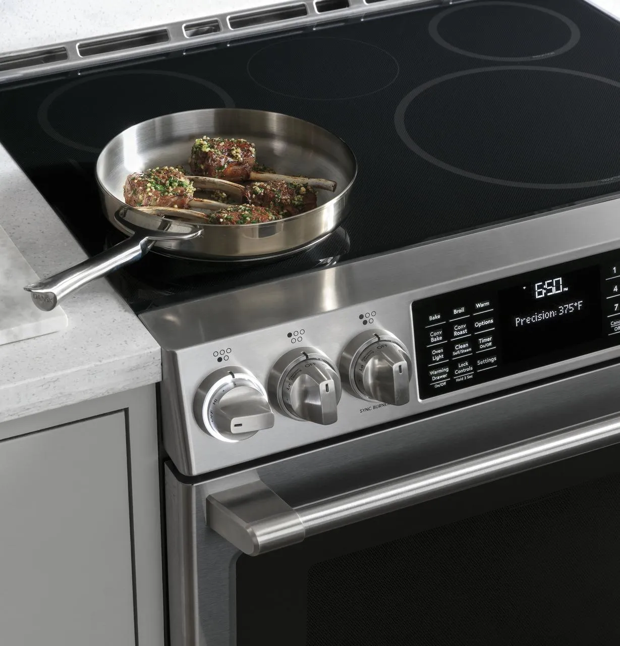 Cafe CHS90XP2MS1 Caf&#8482; 30" Smart Slide-In, Front-Control, Induction And Convection Range With In-Oven Camera