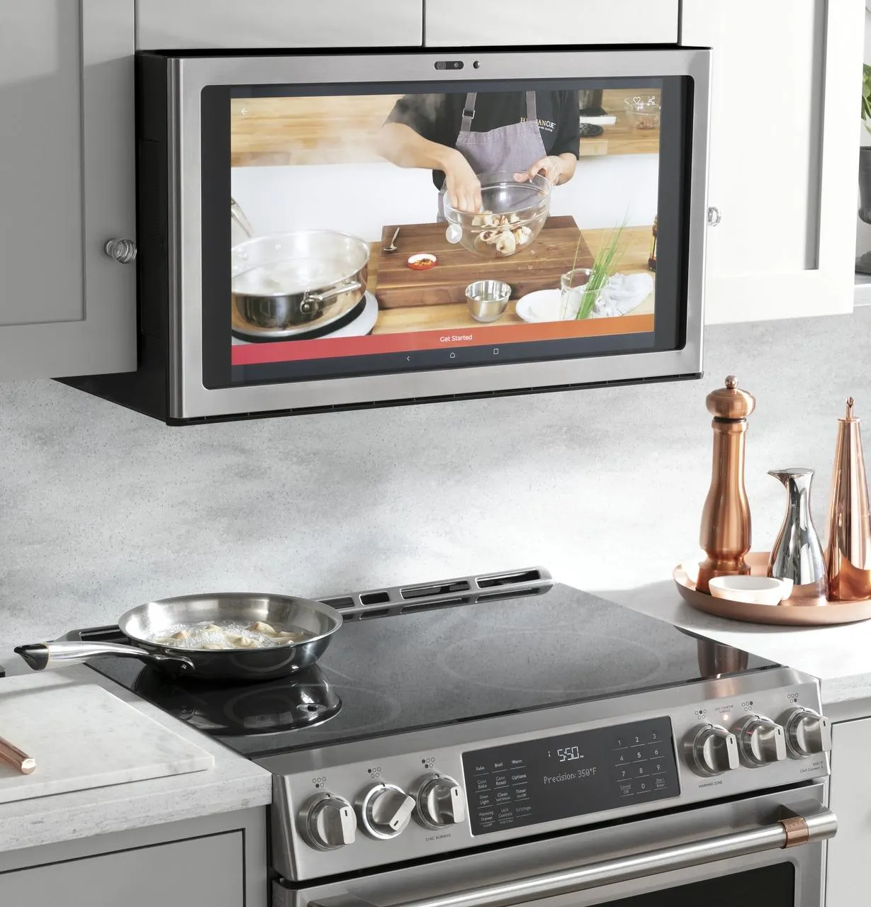 Cafe CHS90XP2MS1 Caf&#8482; 30" Smart Slide-In, Front-Control, Induction And Convection Range With In-Oven Camera
