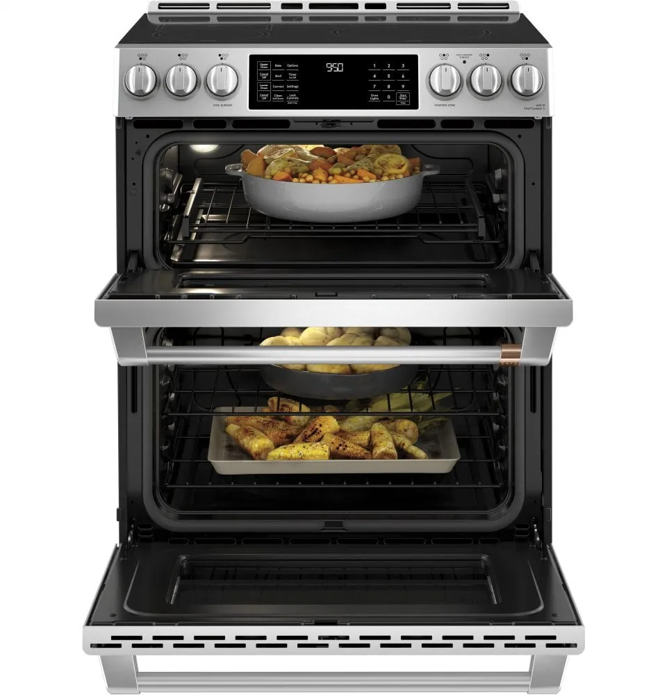 Cafe CHS950P2MS1 Caf 30" Smart Slide-In, Front-Control, Induction And Convection Double-Oven Range