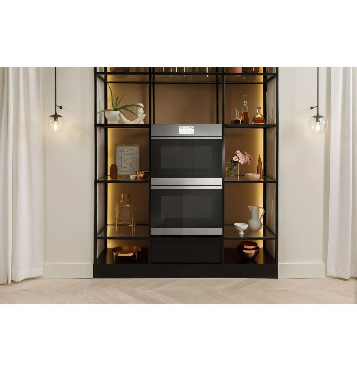 Cafe CTD90DM2NS5 Caf&#8482; Minimal Series 30" Smart Built-In Convection Double Wall Oven In Platinum Glass
