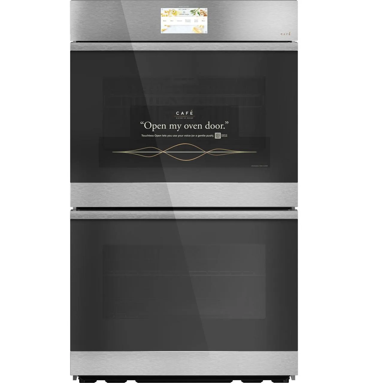 Cafe CTD90DM2NS5 Caf&#8482; Minimal Series 30" Smart Built-In Convection Double Wall Oven In Platinum Glass