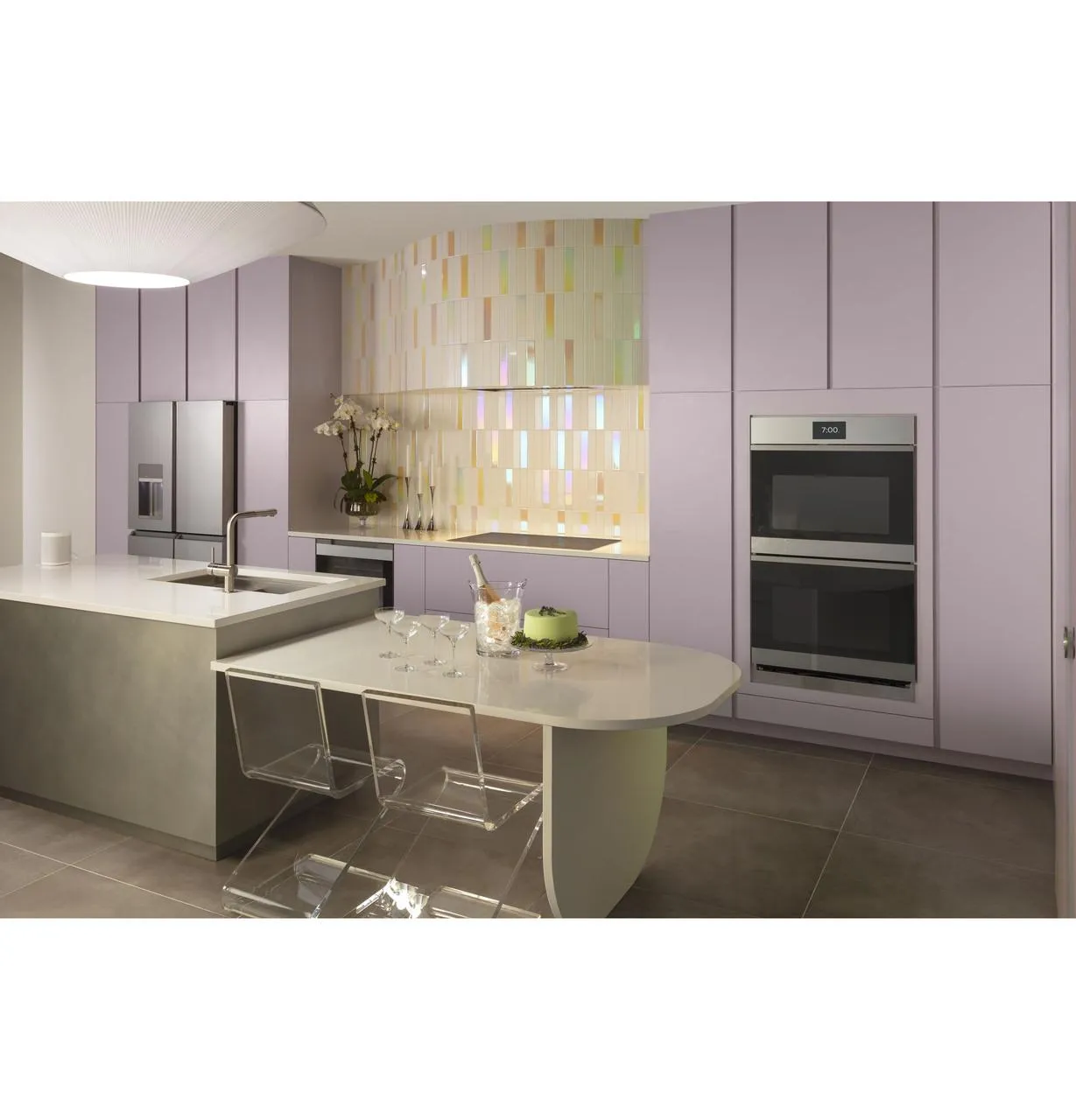 Cafe CTD90DM2NS5 Caf&#8482; Minimal Series 30" Smart Built-In Convection Double Wall Oven In Platinum Glass