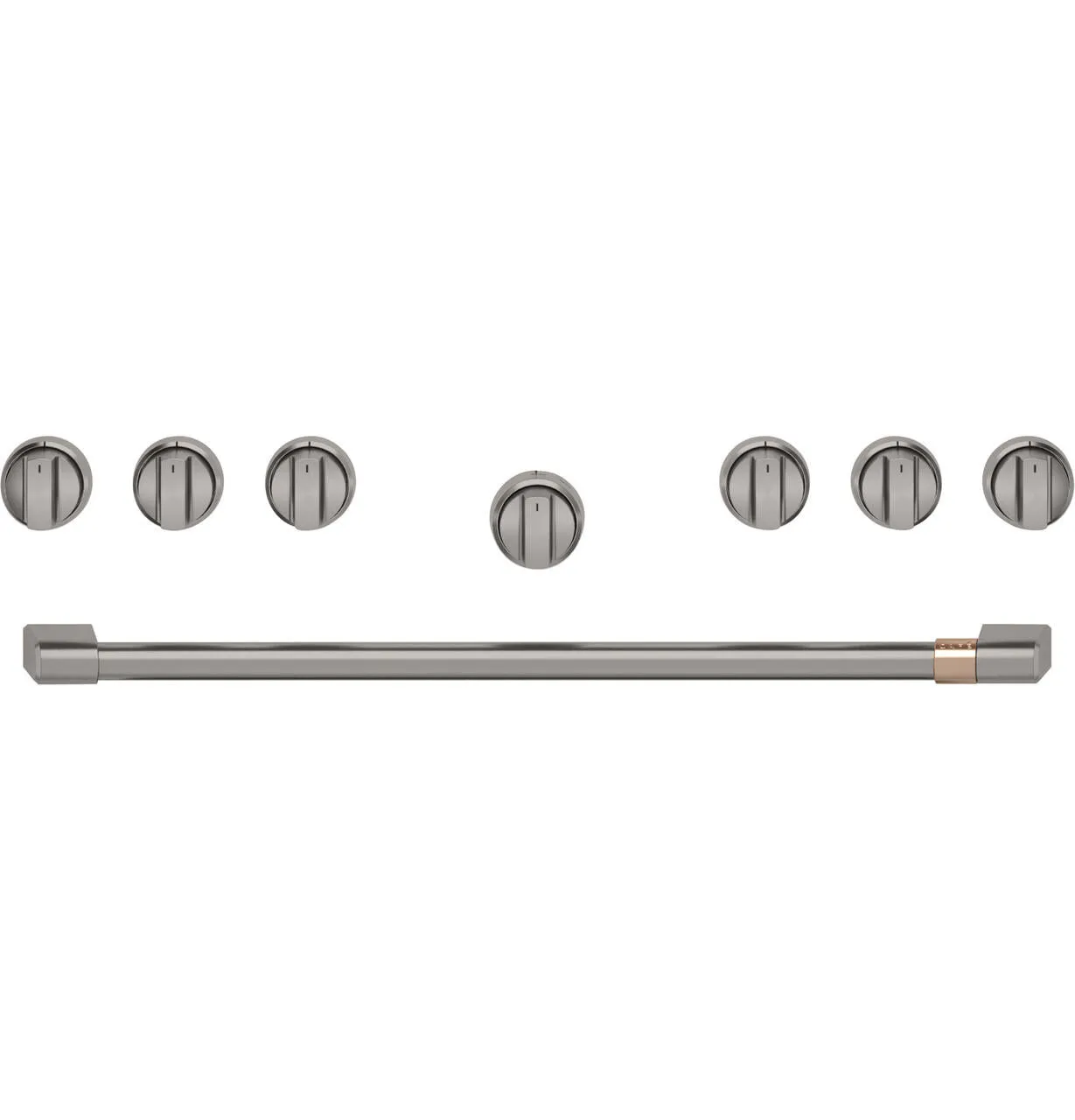 Cafe CXPR6HKPTBT Caf&#8482; 36" Brushed Black Handle & Knob Set For Pro Range And Rangetop Range Accessories heavy duty range knobs