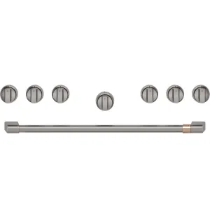 Cafe CXPR6HKPTBT Caf&#8482; 36" Brushed Black Handle & Knob Set For Pro Range And Rangetop Range Accessories heavy duty range knobs