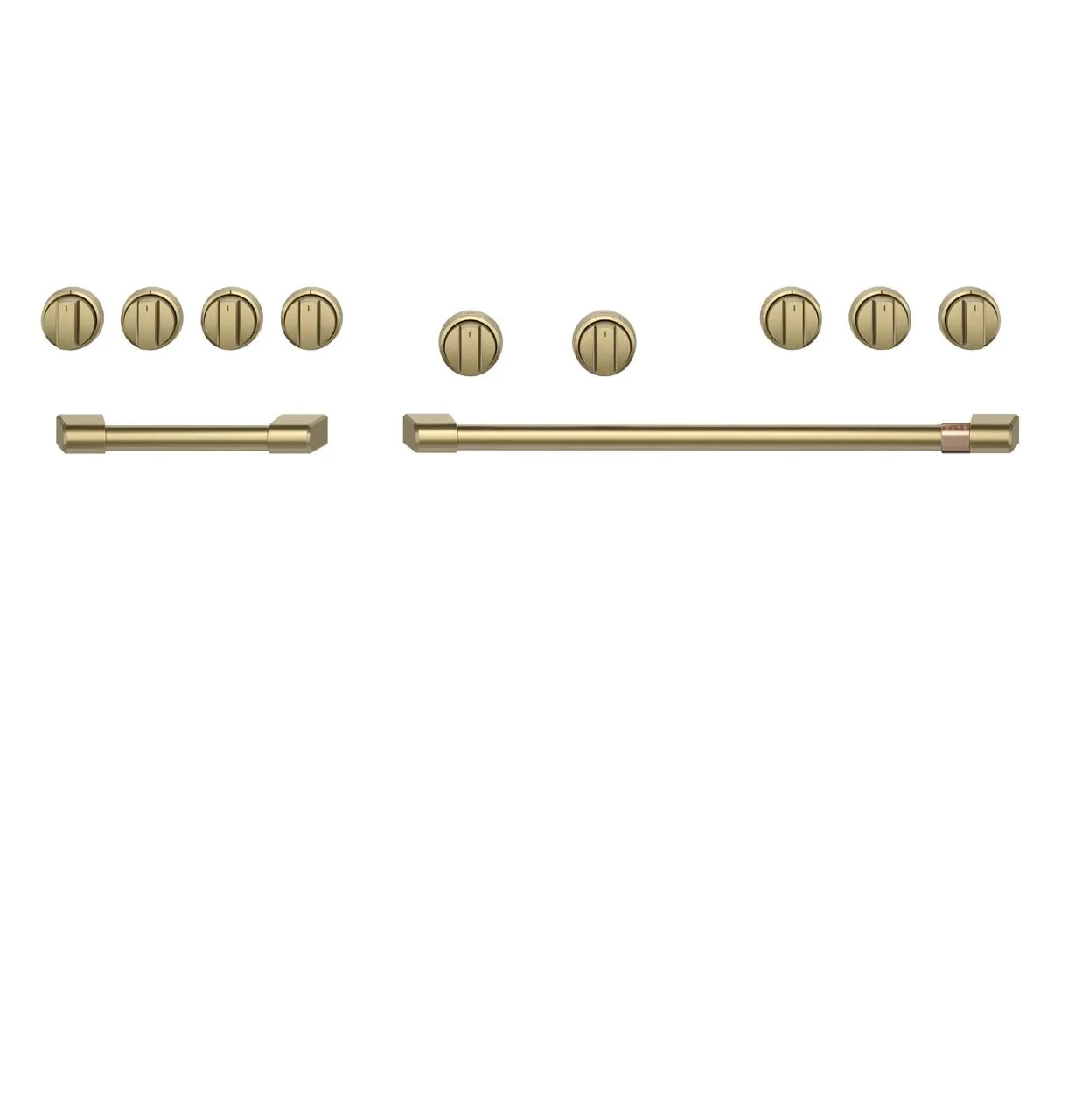 Cafe CXPR8HKPTCG Caf&#8482; 48" Brushed Brass Handle & Knob Set For Pro Range And Rangetop Range Accessories oven racks and replacement trays