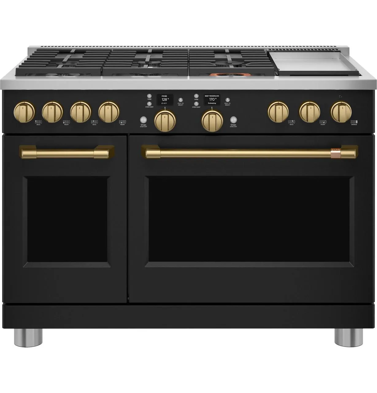 Cafe CXPR8HKPTCG Caf&#8482; 48" Brushed Brass Handle & Knob Set For Pro Range And Rangetop