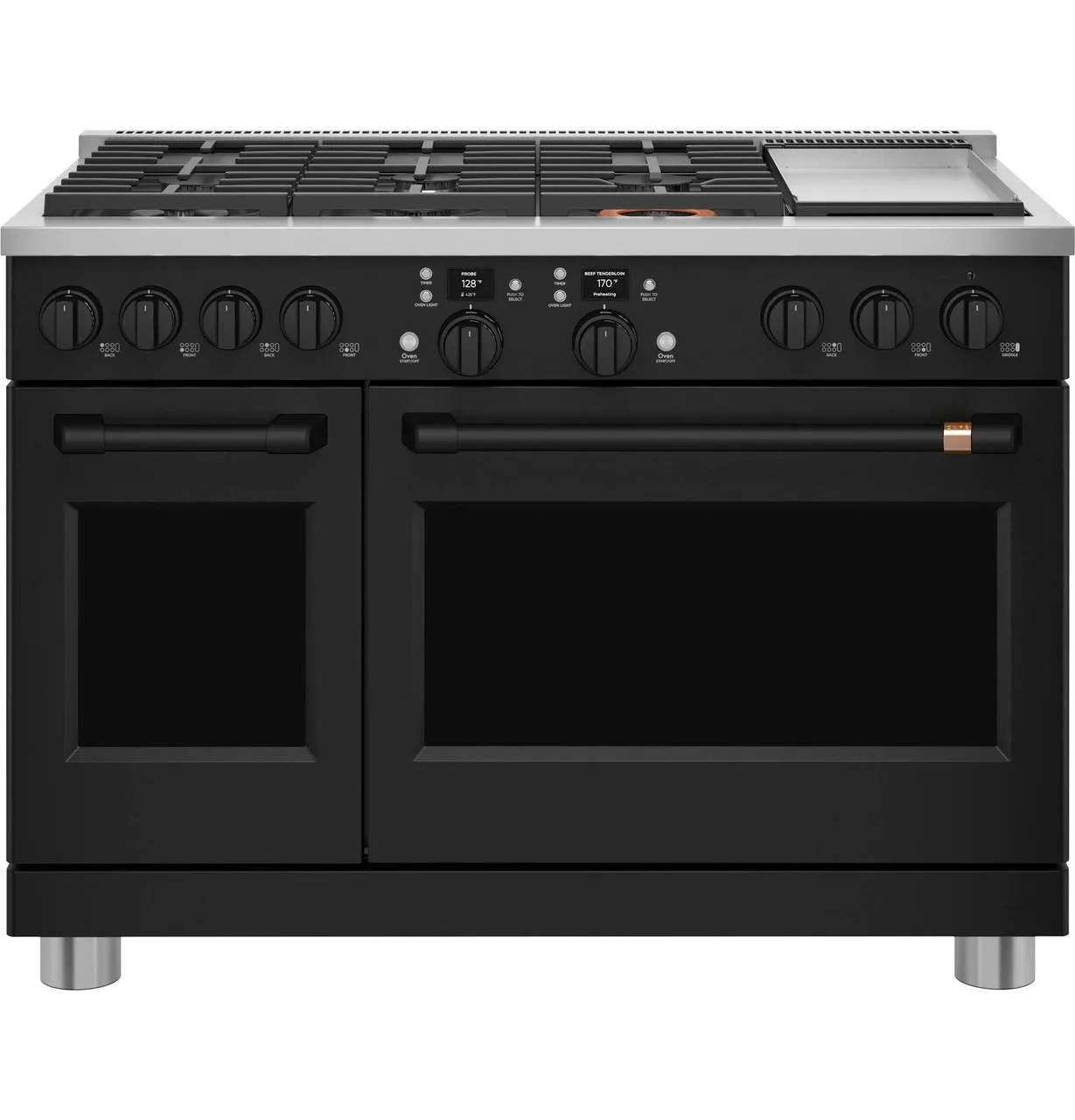 Cafe CXPR8HKPTFB Caf&#8482; 48" Flat Black Handle & Knob Set For Pro Range And Rangetop