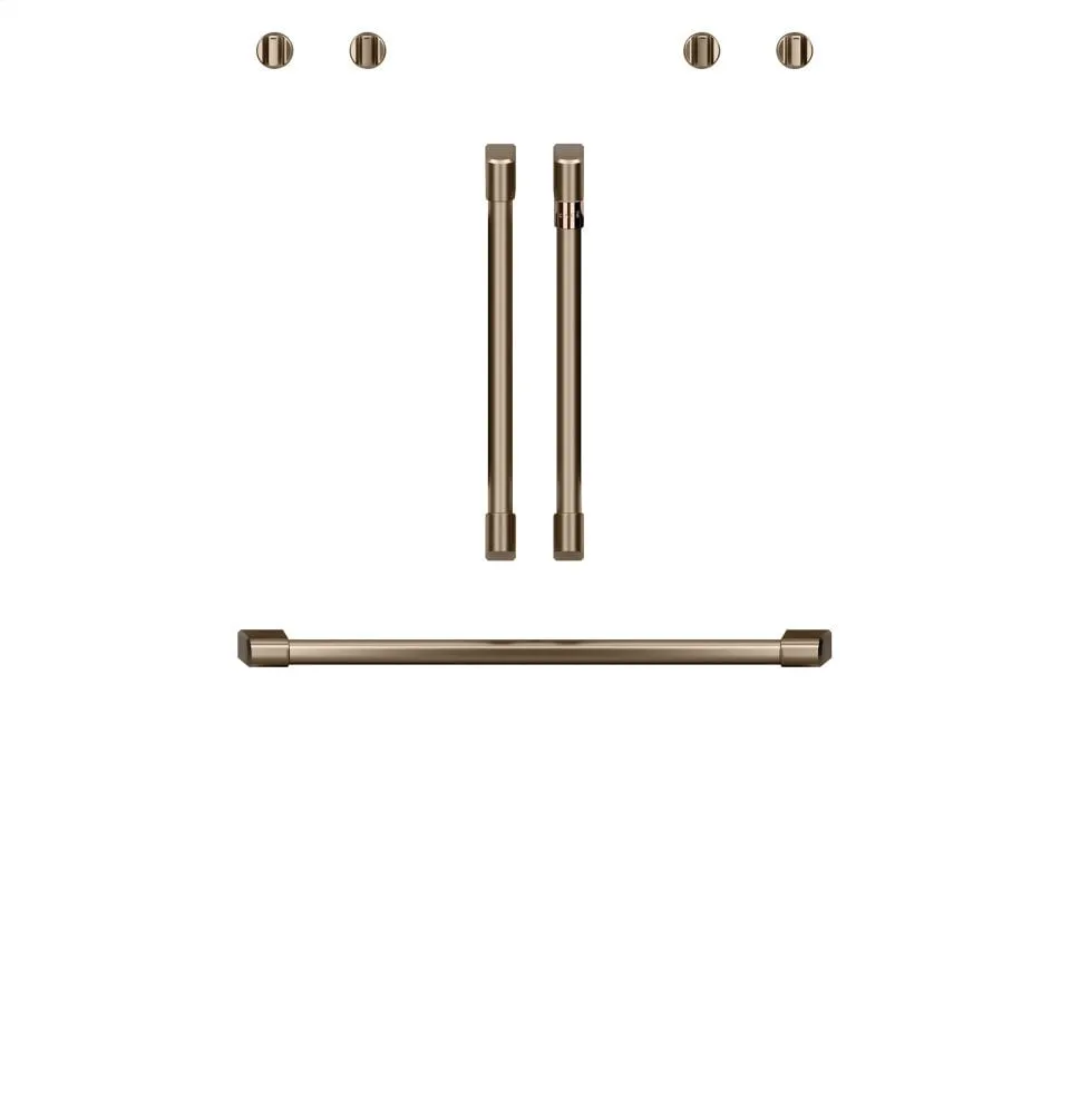 Cafe CXWDFHKPMBZ Caf 2 French-Door Handles; 1 - 30" Handle; 4 Knobs - Brushed Bronze Range Accessories drip pans for electric ranges