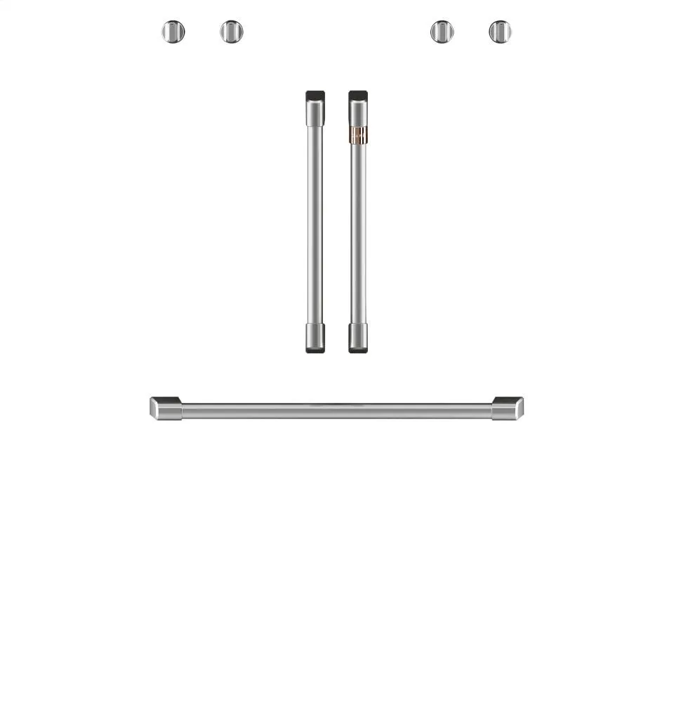 Cafe CXWDFHKPMSS Caf 2 French-Door Handles; 1 - 30" Handle; 4 Knobs - Brushed Stainless Range Accessories heavy duty range knobs