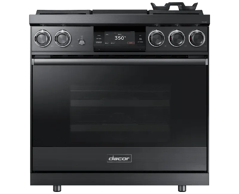 Dacor DOP36M94DAM 36" Pro Dual-Fuel Steam Range, Graphite Stainless Steel, Liquid Propane/High Altitude Professional Ranges commercial oven for home kitchen