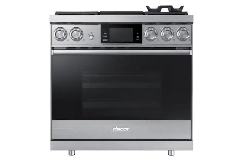 Dacor DOP36M94DAM 36" Pro Dual-Fuel Steam Range, Graphite Stainless Steel, Liquid Propane/High Altitude