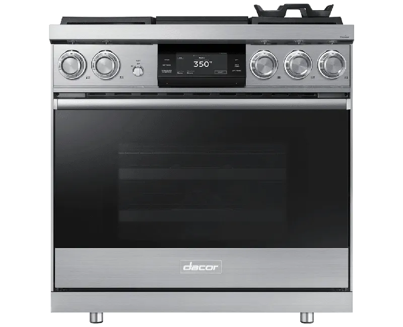 Dacor DOP36M94DHS 36" Pro Dual-Fuel Steam Range, Silver Stainless Steel, Natural Gas/High Altitude Professional Ranges commercial oven for home kitchen