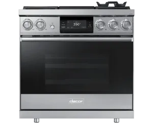 Dacor DOP36M94DLS 36" Pro Dual-Fuel Steam Range, Silver Stainless Steel, Natural Gas Professional Ranges commercial oven for home kitchen