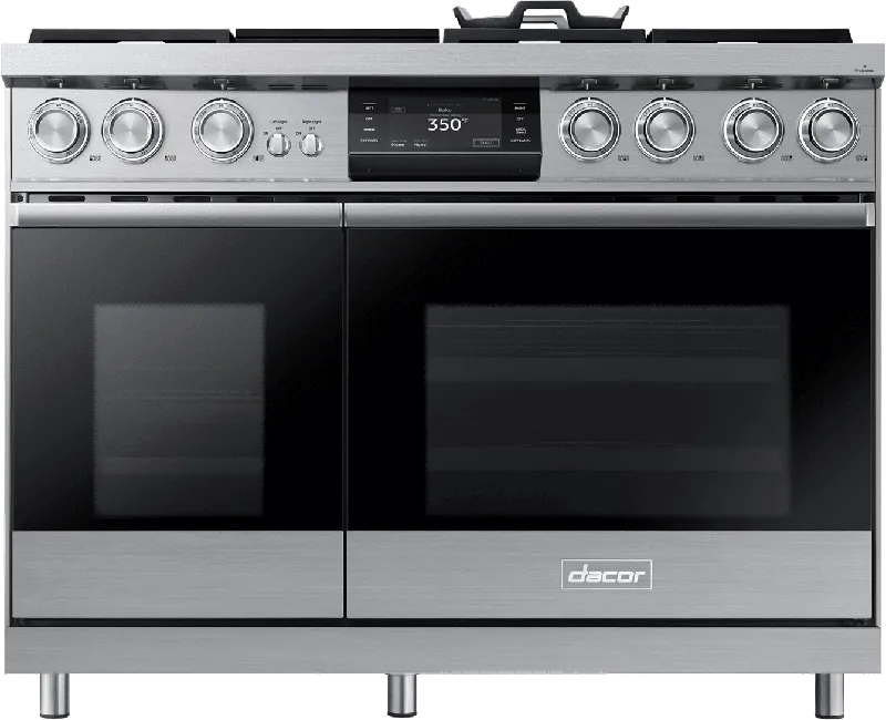 Dacor DOP48M96DPS 48" Pro Dual-Fuel Steam Range, Silver Stainless Steel, Liquid Propane Professional Ranges commercial oven for home kitchen
