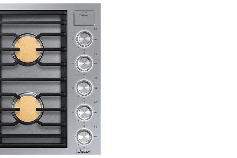 Dacor DTG36M955FS 36" Gas Cooktop, Silver Stainless Steel, Natural Gas