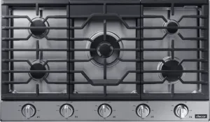Dacor DTG36P875NS Transitional 36" Gas Cooktop, Silver Stainless Steel, Natural Gas/Liquid Propane Gas natural gas range with griddle