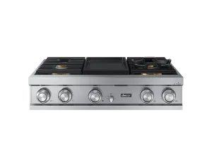 Dacor DTT36M974HS 36" Rangetop, Silver Stainless Steel, High Altitude Natural Gas Gas natural gas range with griddle