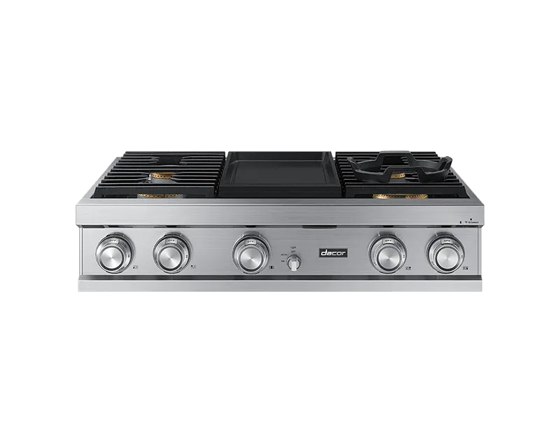 Dacor DTT36M974PS 36" Rangetop, Silver Stainless Steel, Liquid Propane Cooktops 5 burner cooktops sale