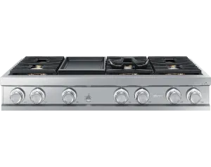Dacor DTT48M976PS 48" Rangetop, Silver Stainless Steel, Liquid Propane Gas 4 burner gas range for kitchen