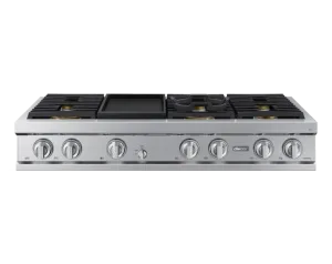 Dacor DTT48T963GS 48" Rangetop, Silver Stainless, Natural Gas/Liquid Propane Gas 4 burner gas range for kitchen