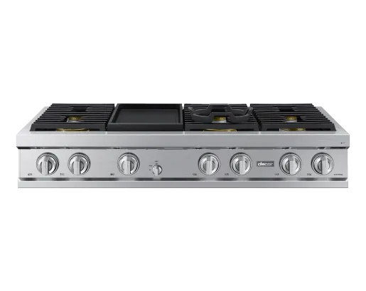 Dacor DTT48T963GS 48" Rangetop, Silver Stainless, Natural Gas/Liquid Propane Gas 4 burner gas range for kitchen