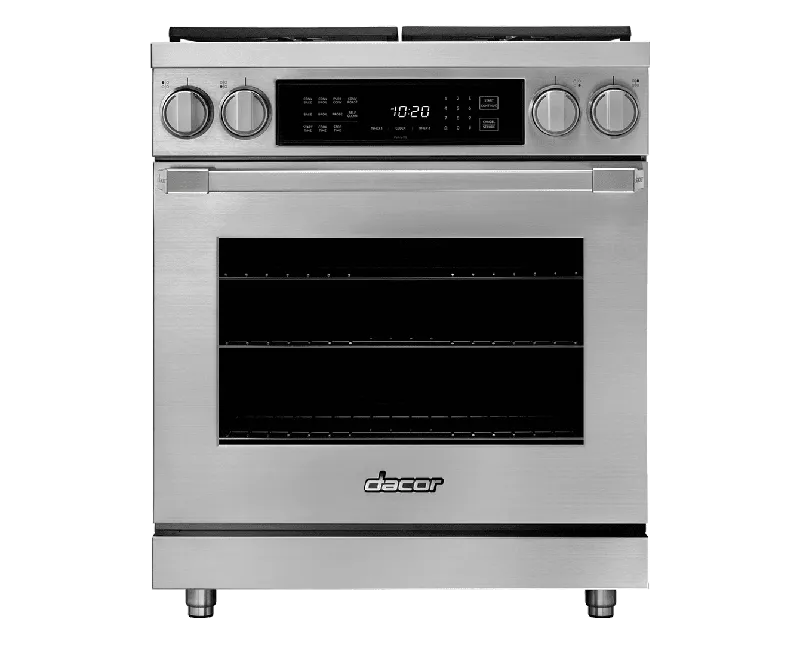 Dacor HDPR30SLPH 30" Dual Fuel Pro Range, Silver Stainless Steel, Liquid Propane/High Altitude Professional Ranges commercial oven for home kitchen