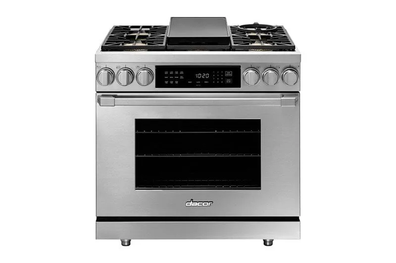 Dacor HDPR36SNGH 36" Dual Fuel Pro Range, Silver Stainless Steel, Natural Gas/High Alttitude