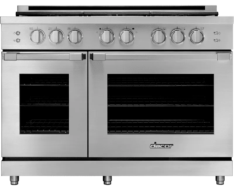 Dacor HGPR48SLPH 48" Gas Pro Range, Silver Stainless Steel, Liquid Propane/High Altitude Professional Ranges commercial oven for home kitchen